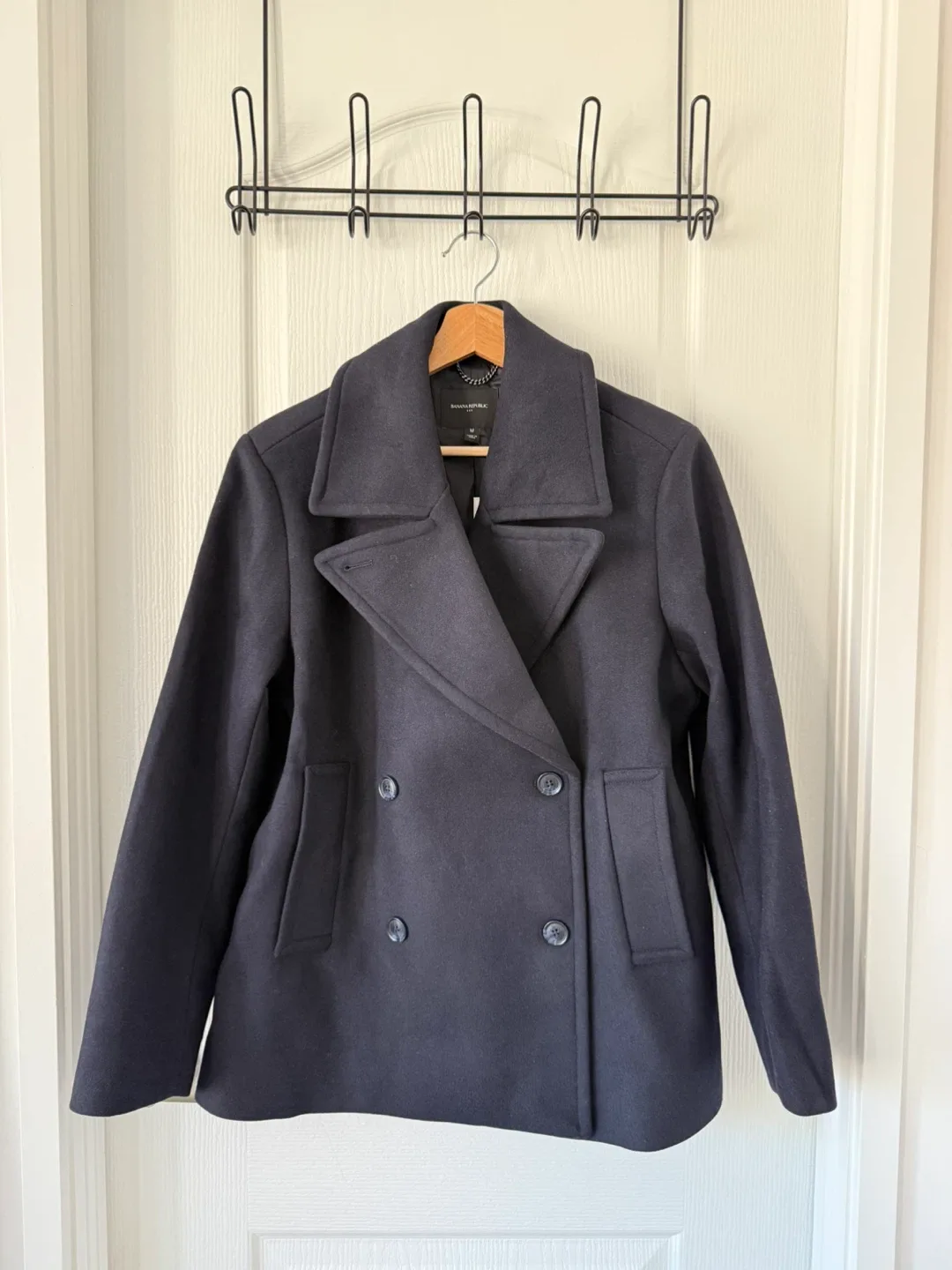 Banana Republic Wool Blend Navy Coat thumbnail