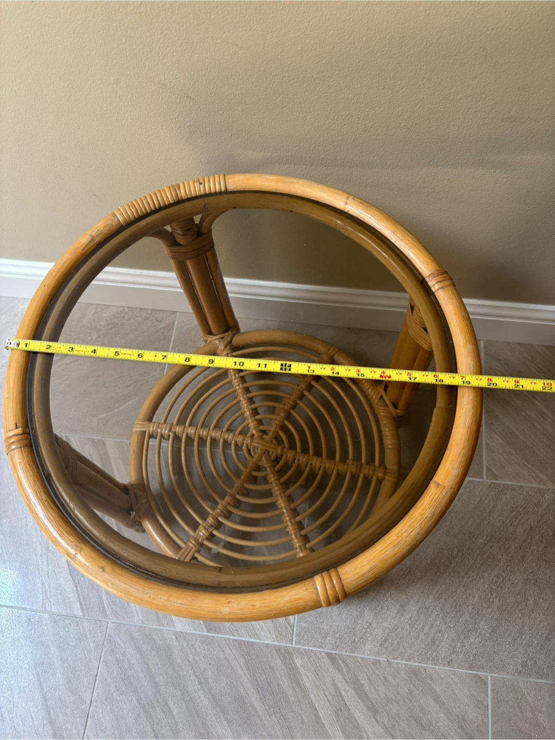 Rattan Side Table with Glass Top - photo 3
