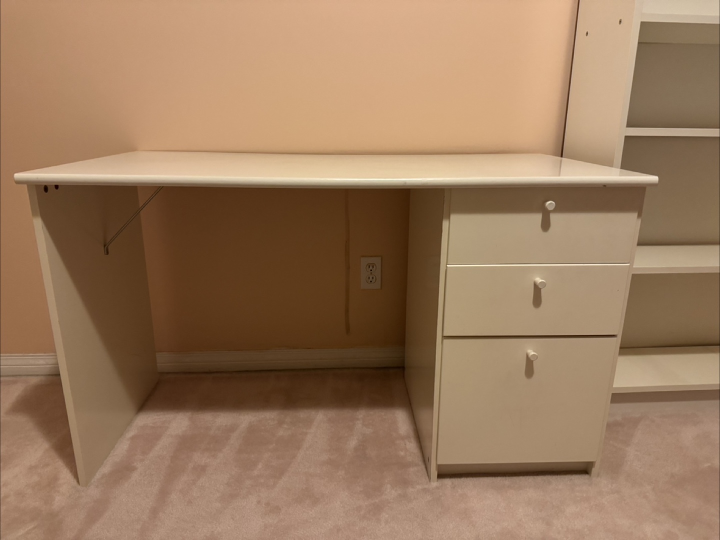 White Wooden Desk with Drawers - photo 2