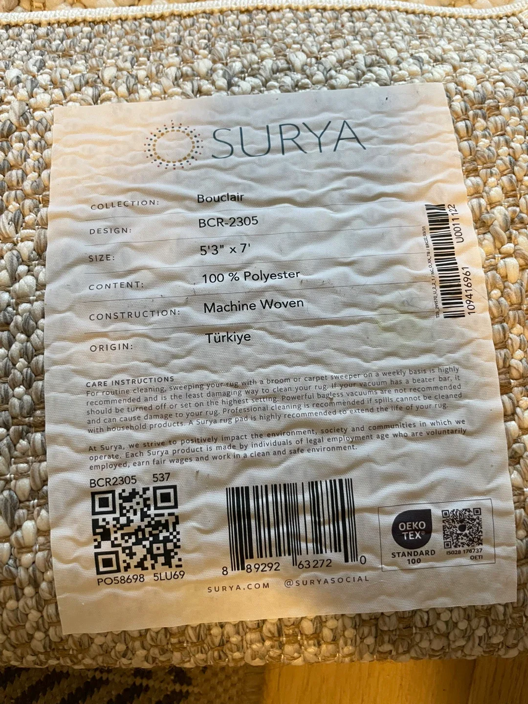 Surya Bouclair BCR-2305 Rug 5'3" x 7' Beige image indicator(3)