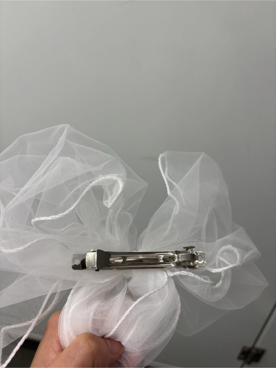 White Wedding Veil with Clip & gloves