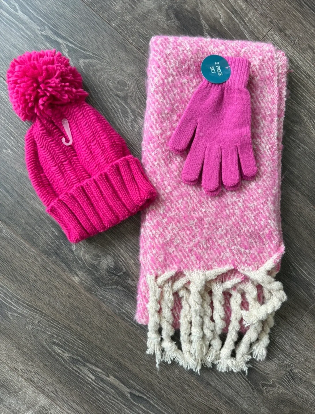 🥕New Pink Hat, Scarf & Glove Set - New with Tags thumbnail