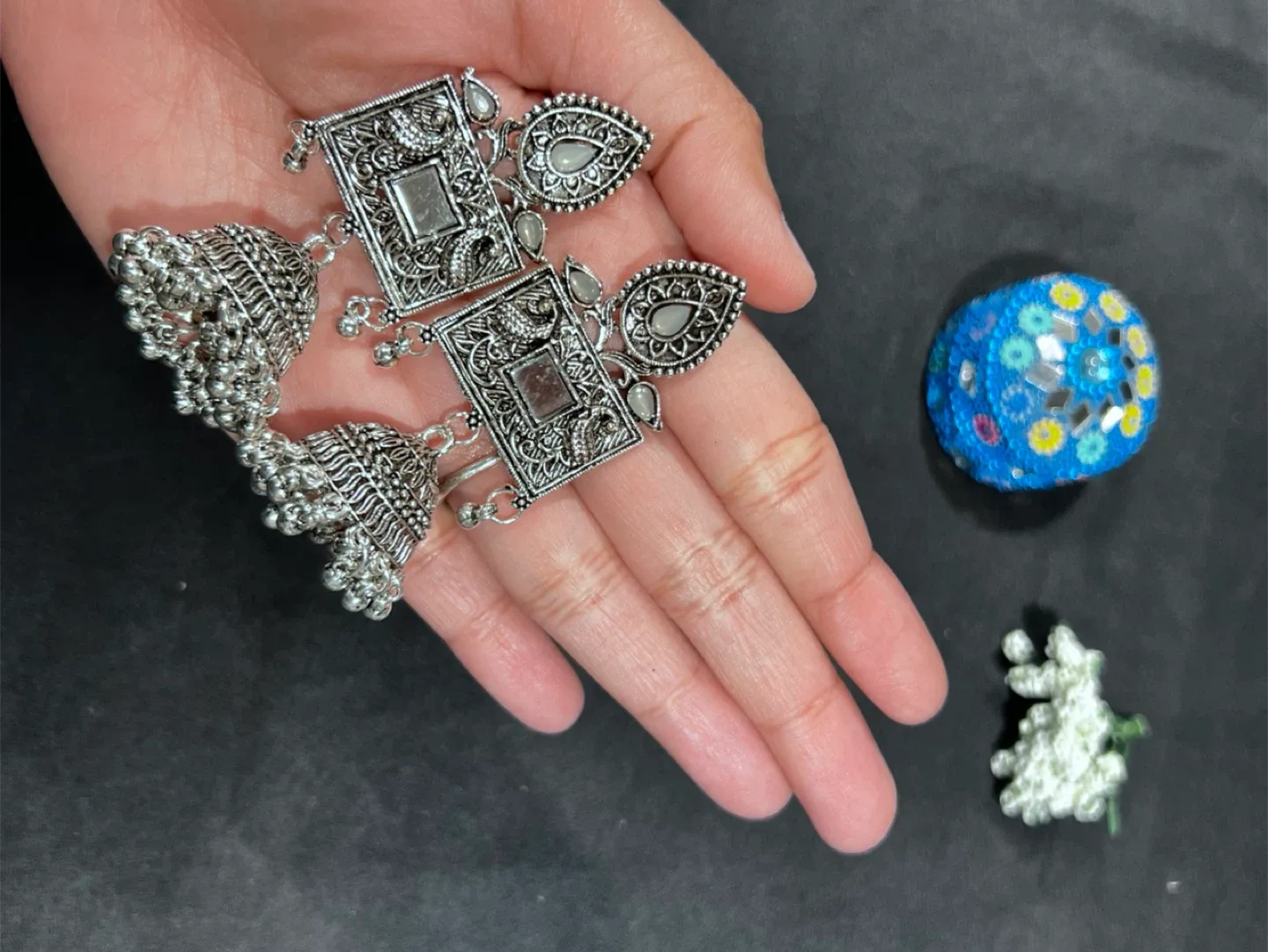 Silver Jhumka Earrings thumbnail