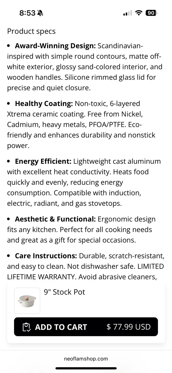 Neoflam Beige Dutch Oven with Lid image indicator(7)