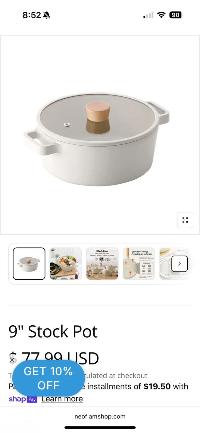 Neoflam Beige Dutch Oven with Lid image indicator(9)