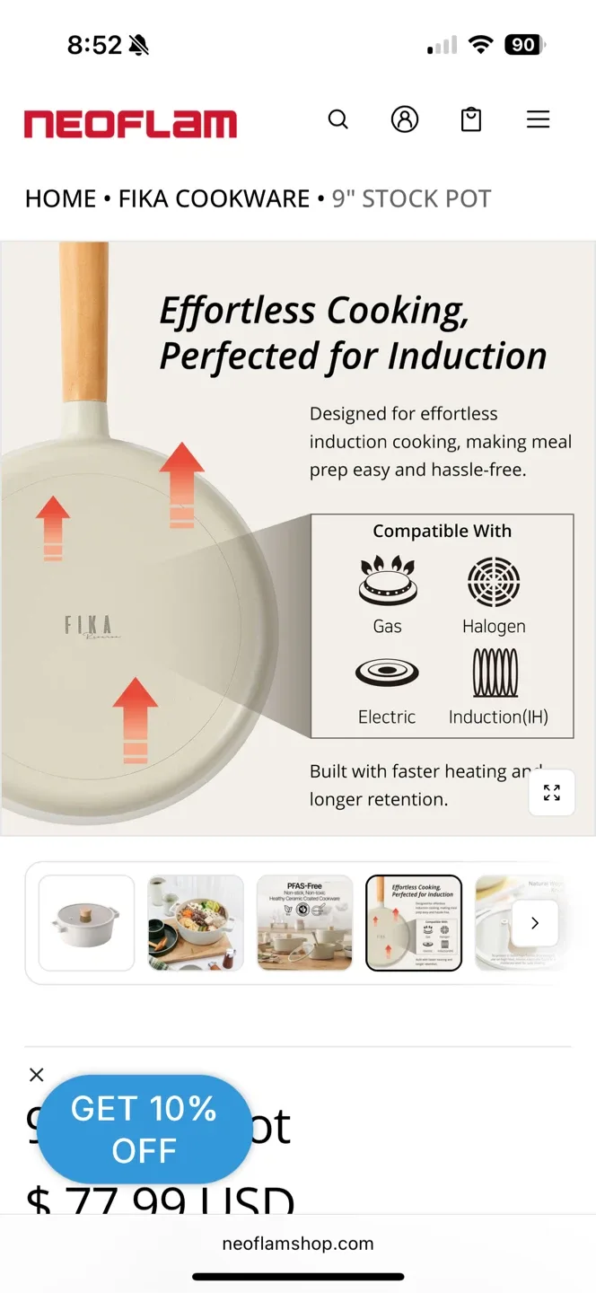 Neoflam Beige Dutch Oven with Lid image indicator(8)