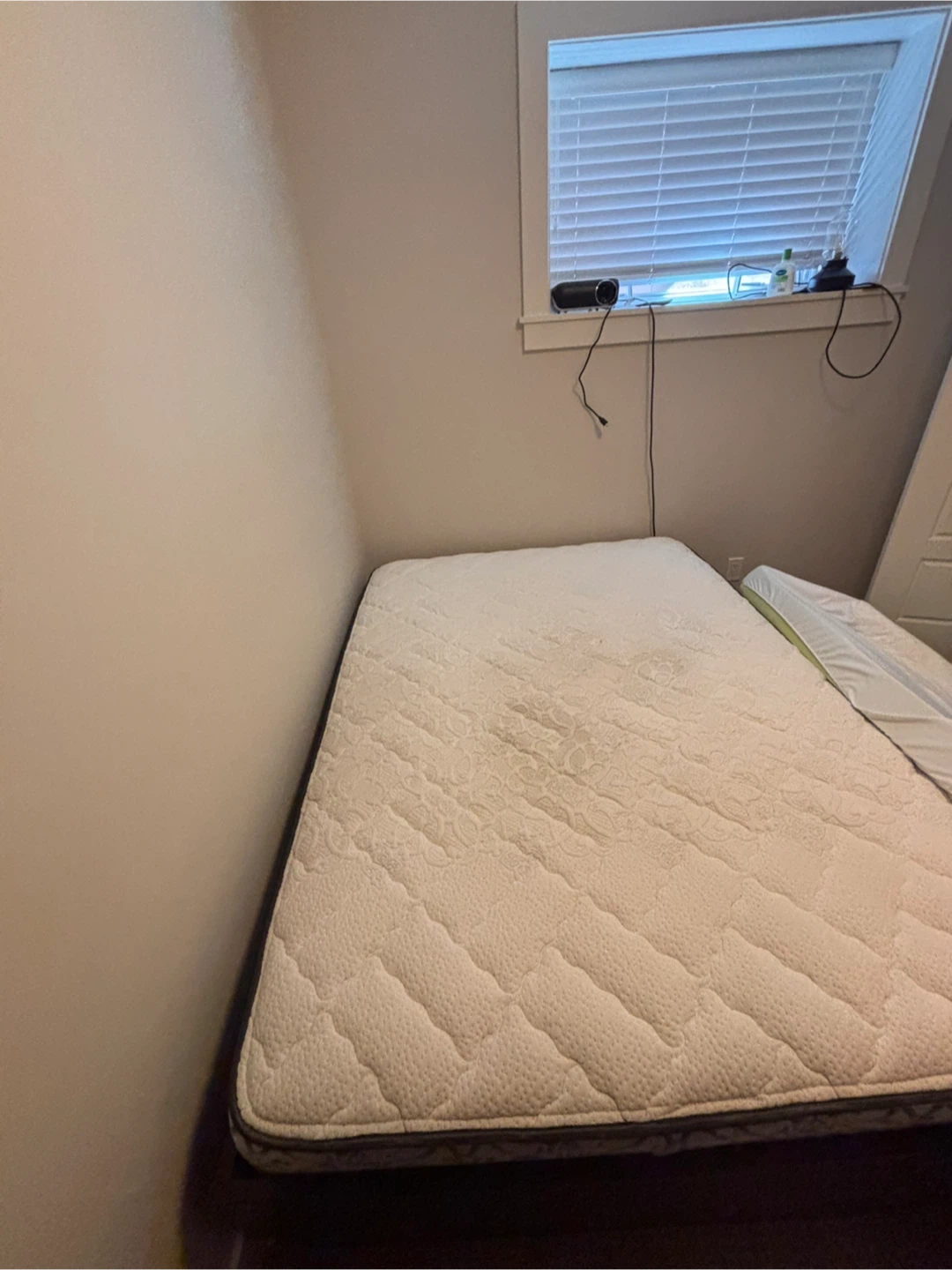 Full Size Bed Frame with Mattress + memory foam topper