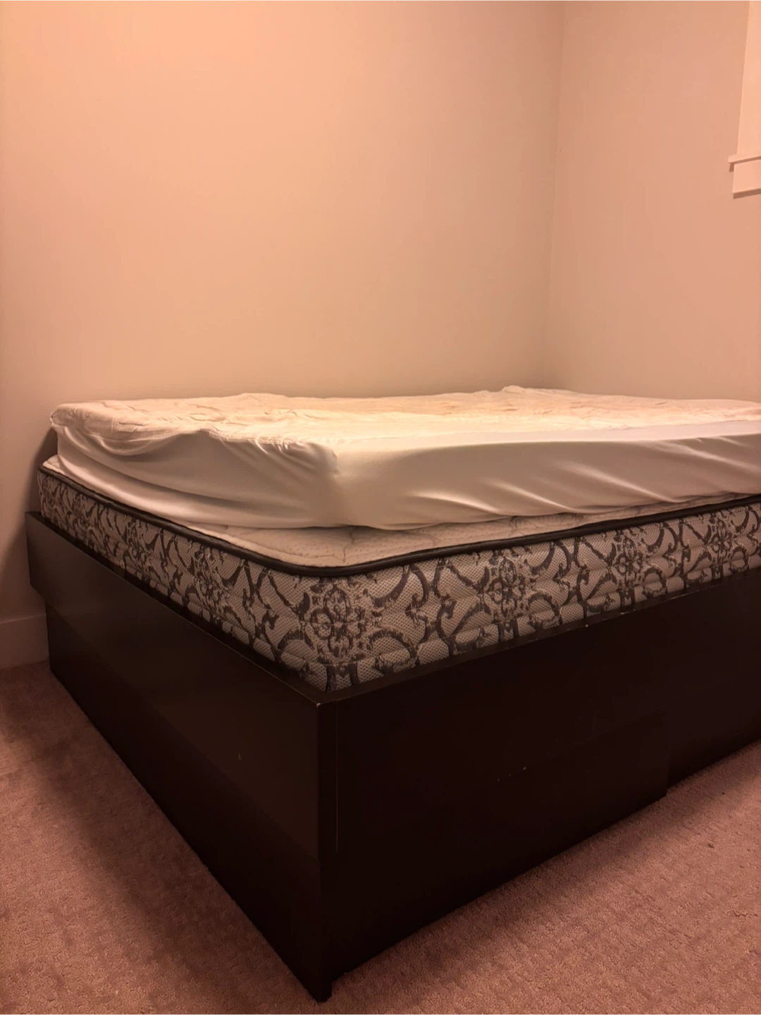 Full Size Bed Frame with Mattress + memory foam topper - photo 2
