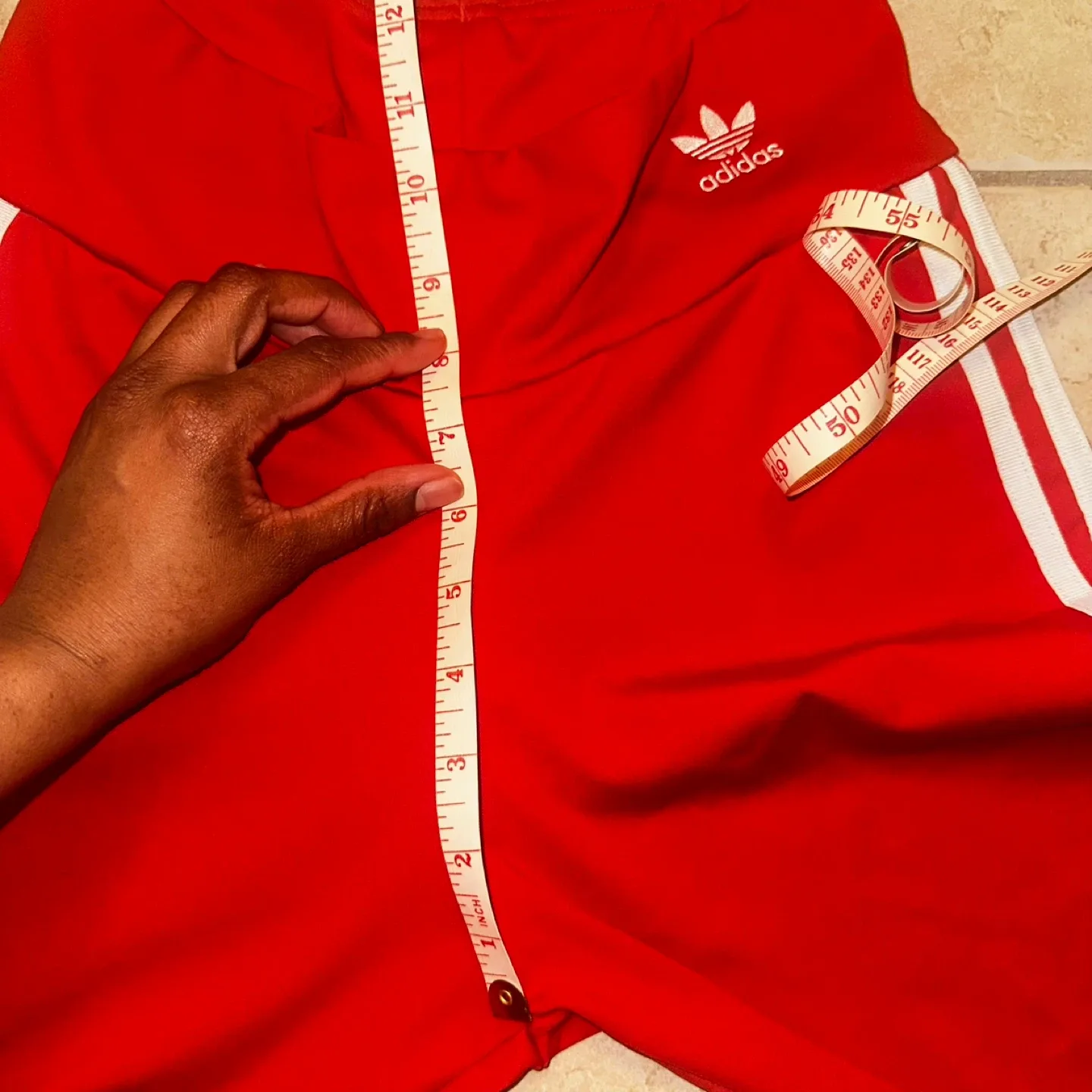 Adidas Red 3-Stripe Shorts image indicator(4)