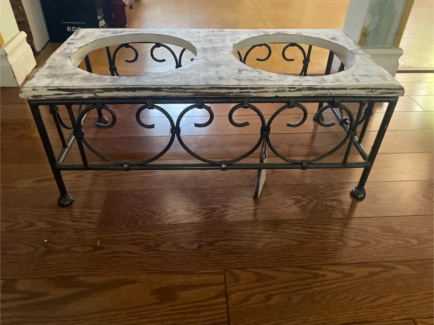 Rustic Double Dog Bowl Feeder image indicator(2)