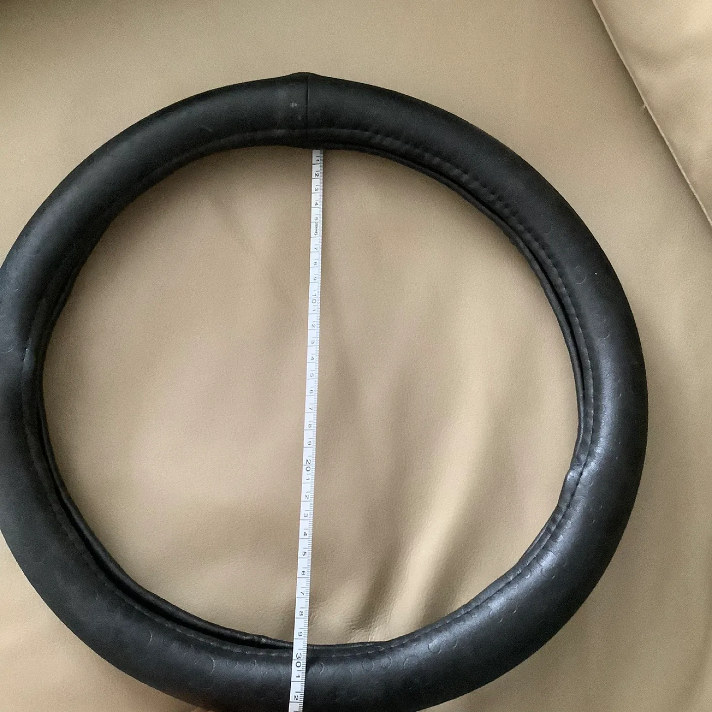 Black Leather Steering Wheel Cover thumbnail
