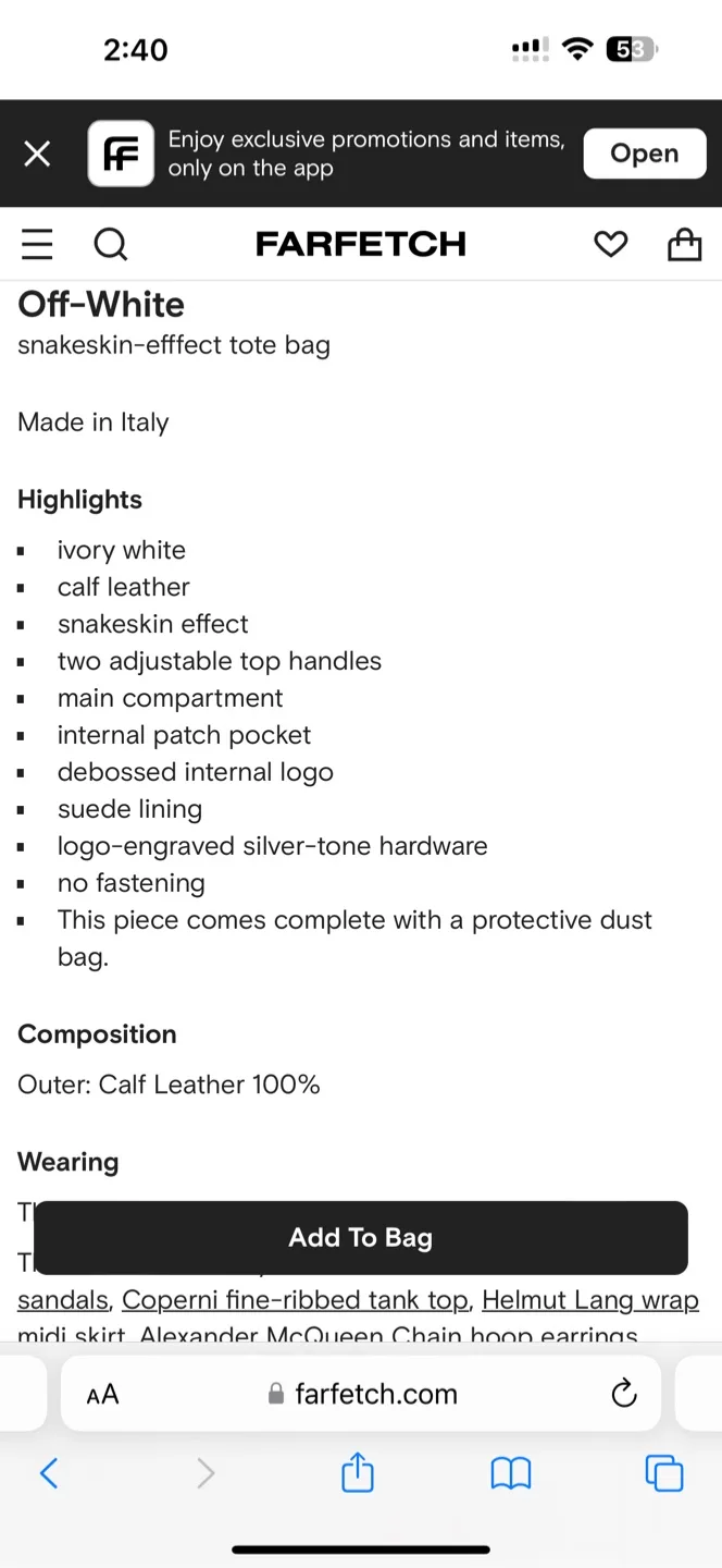 Off-White Matte Swiss Shopper Beige Tote Bag image indicator(8)