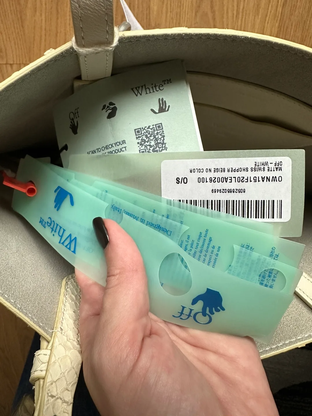 Off-White Matte Swiss Shopper Beige Tote Bag image indicator(4)