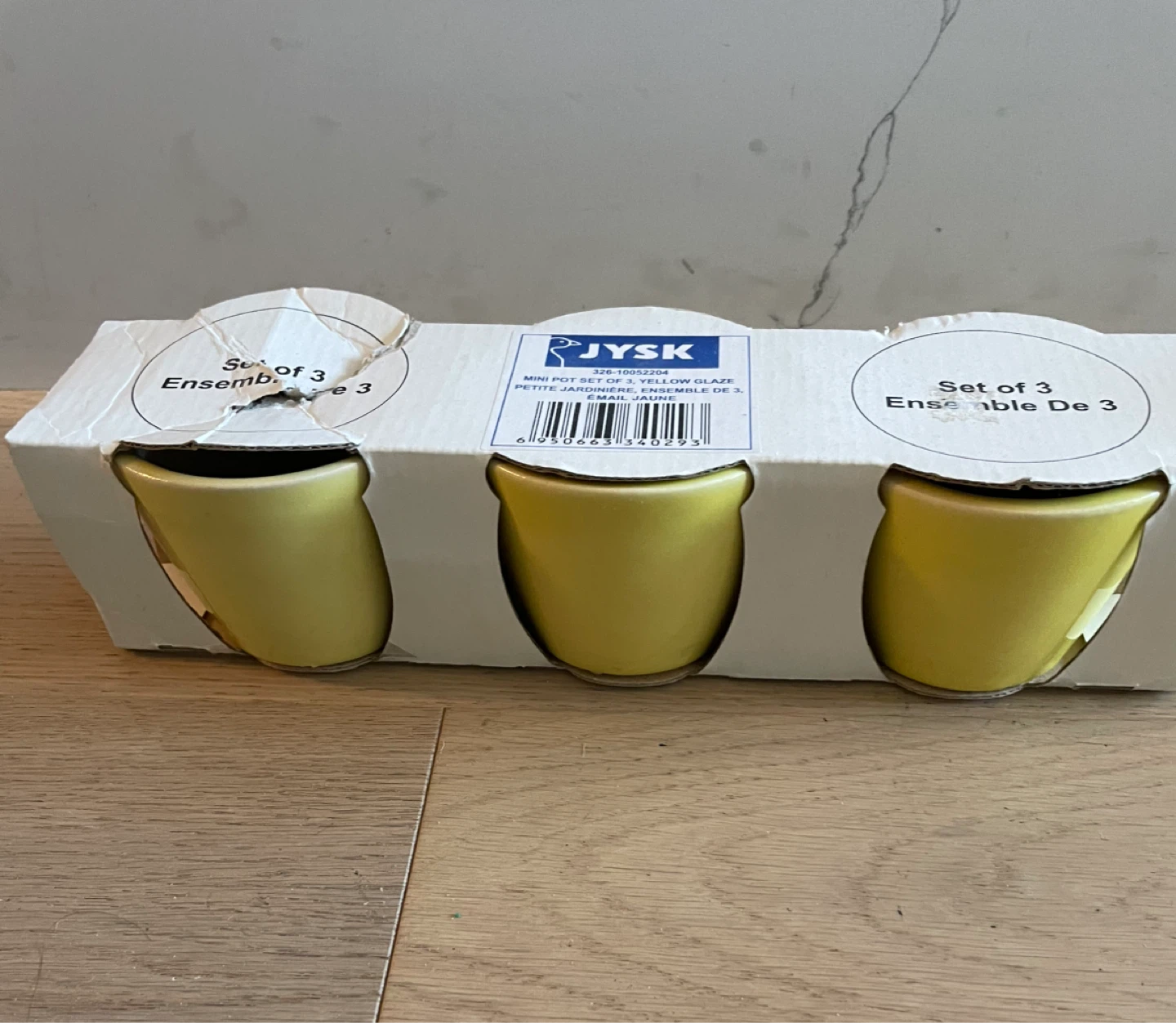 JYSK Mini Pot Set of 3 - Yellow Glaze
