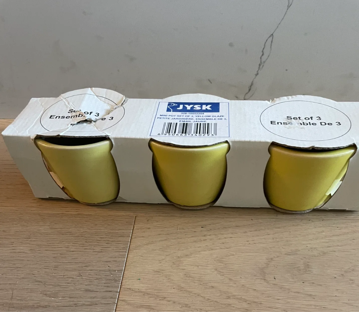JYSK Mini Pot Set of 3 - Yellow Glaze thumbnail