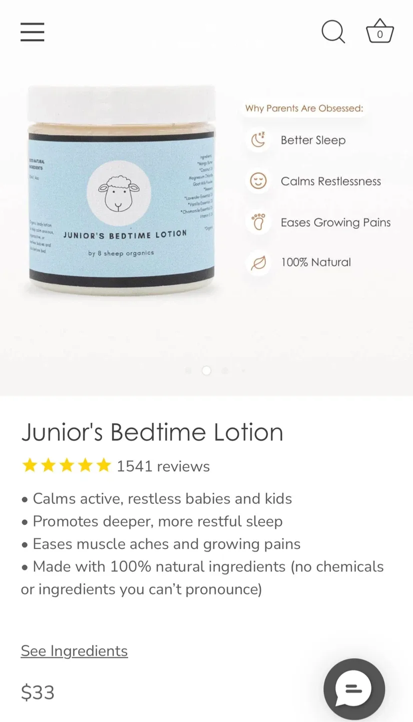 Junior's Bedtime Lotion by 8 Sheep Organics image indicator(2)