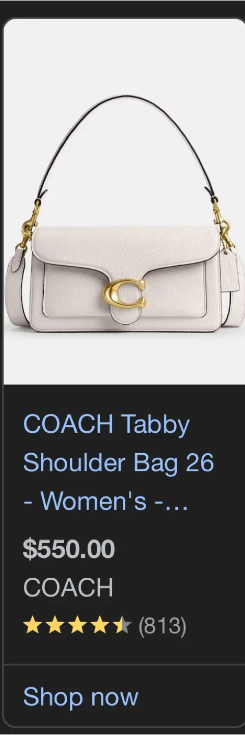 Coach Tabby 20 White Leather Shoulder (NOT FREE MAKE OFFER)