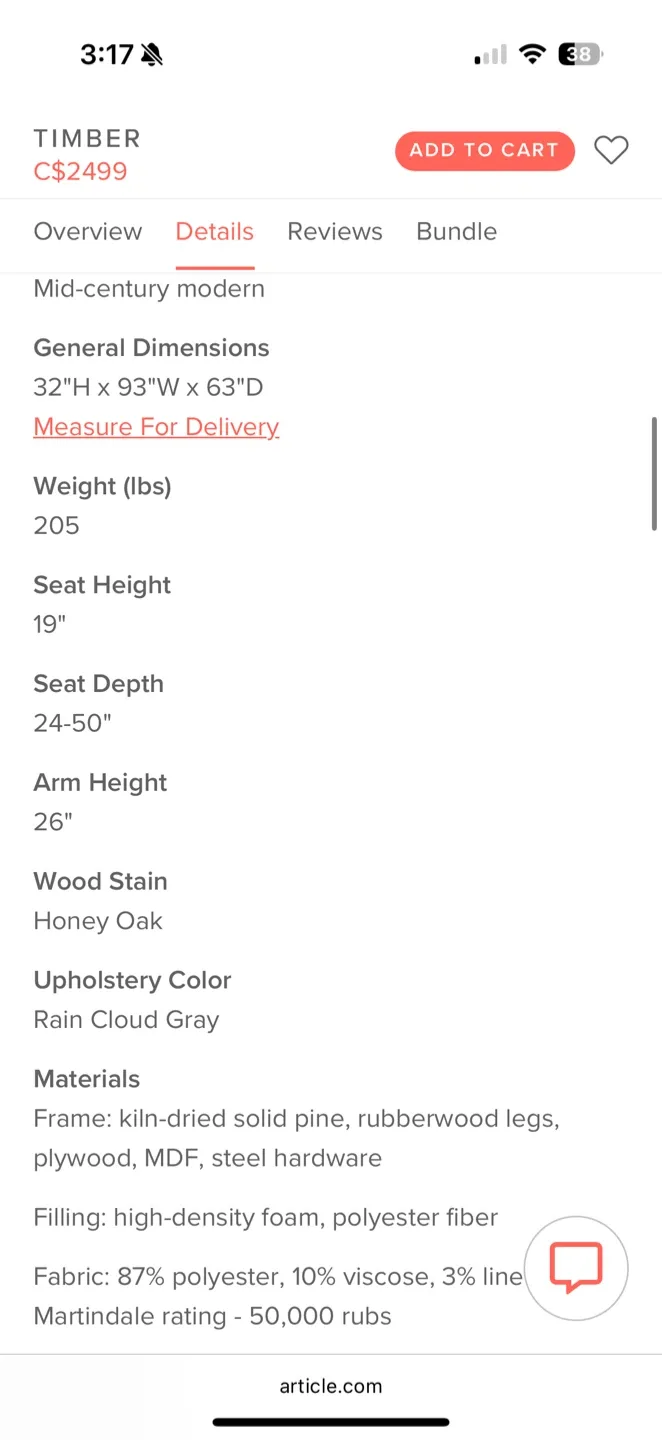 ARTICLE Timber Right Sectional - 93” Rain Cloud Gray image indicator(10)