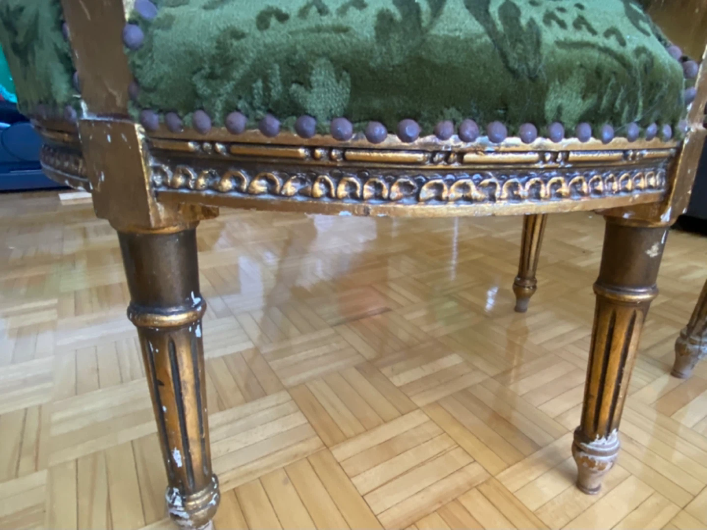 Vintage Green Velvet Armchairs - Pair