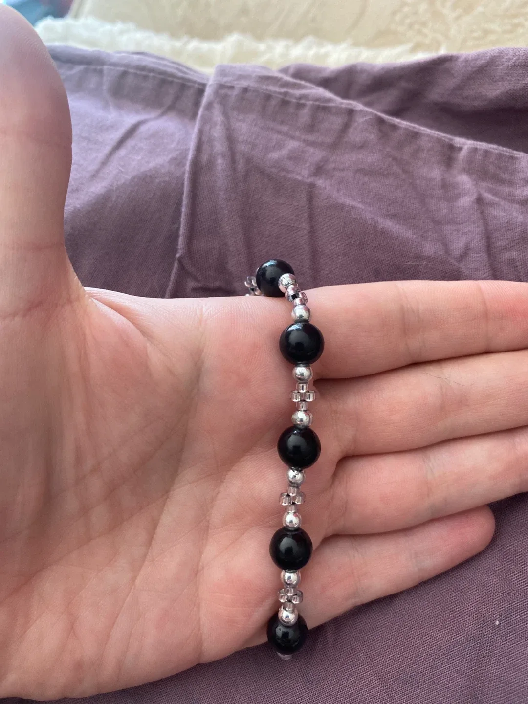 Beaded Bracelet - Black & Silver image indicator(2)