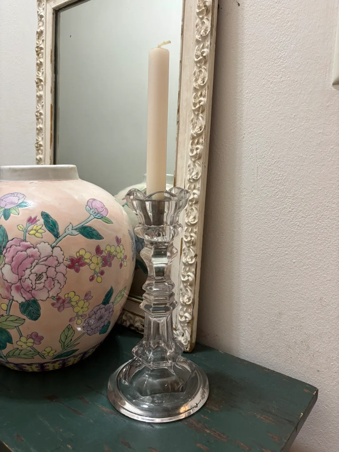 1860 BAKEWELL PEARS "Thistle" Pattern Flint Glass Candlestick image indicator(5)