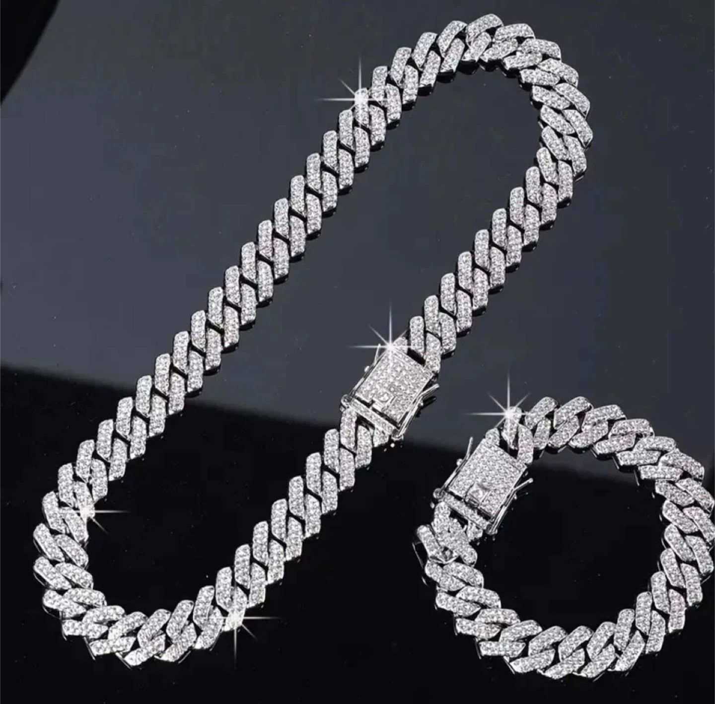 Cuban Link Chain Necklace & Bracelet Set - photo 3