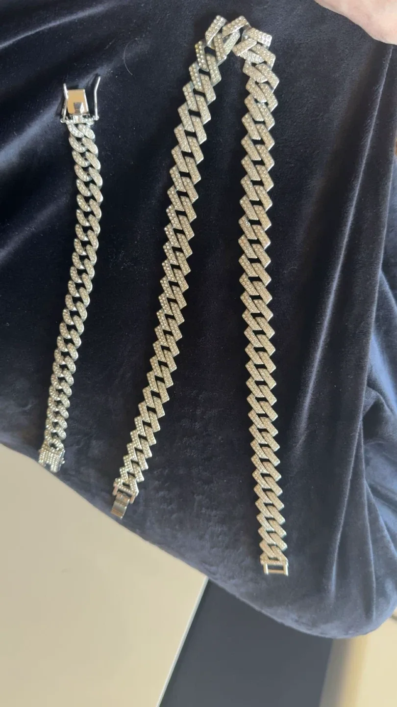 Cuban Link Chain Necklace & Bracelet Set image indicator(9)