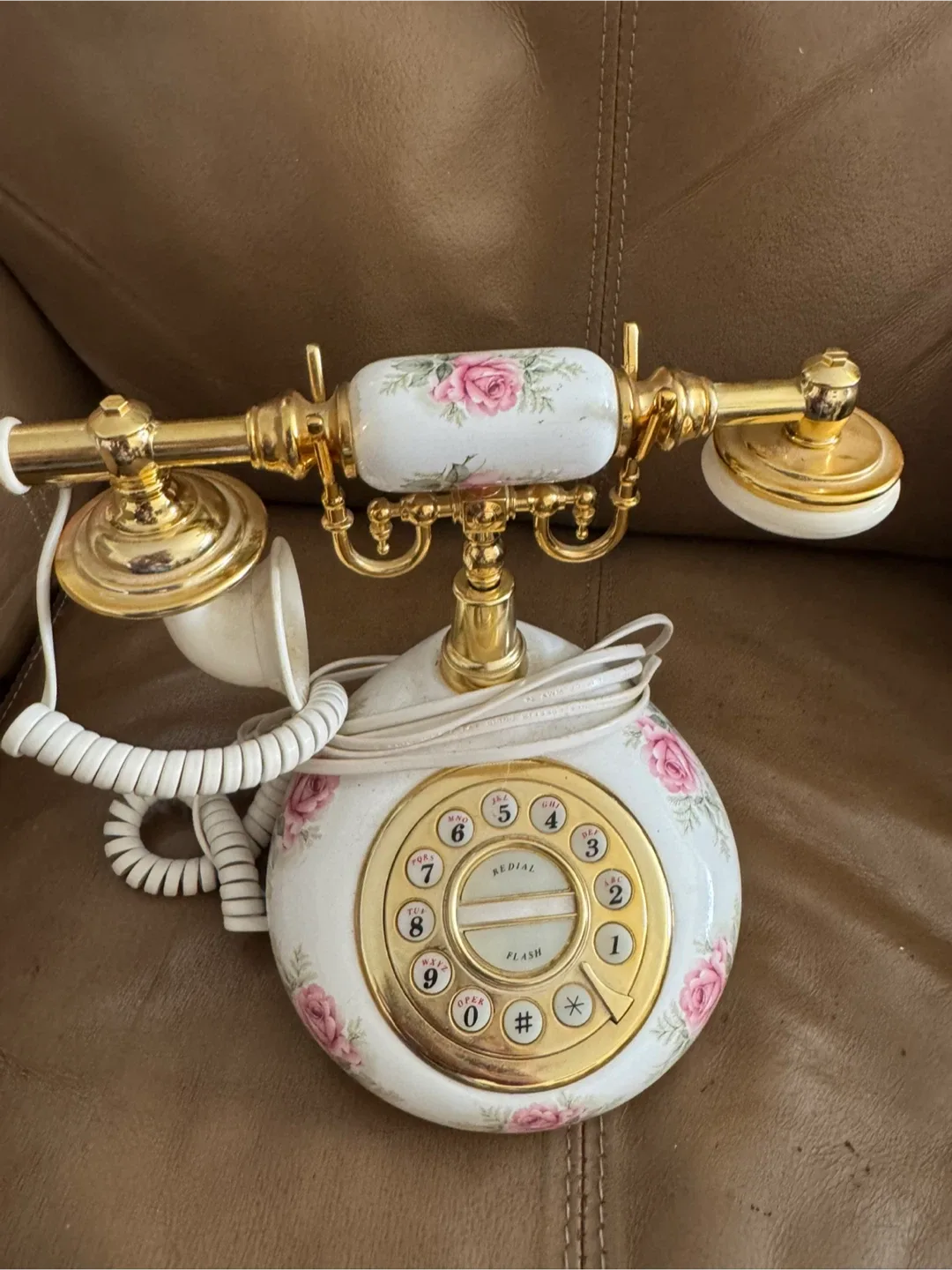 Vintage Floral Rotary Phone