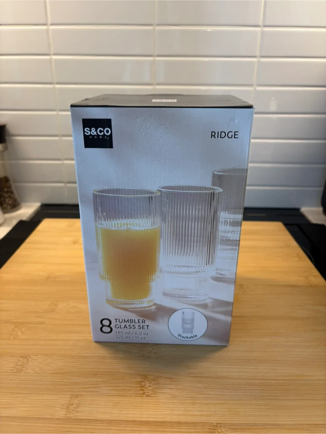 S&Co Home Ridge Tumbler Glass Set (8) thumbnail