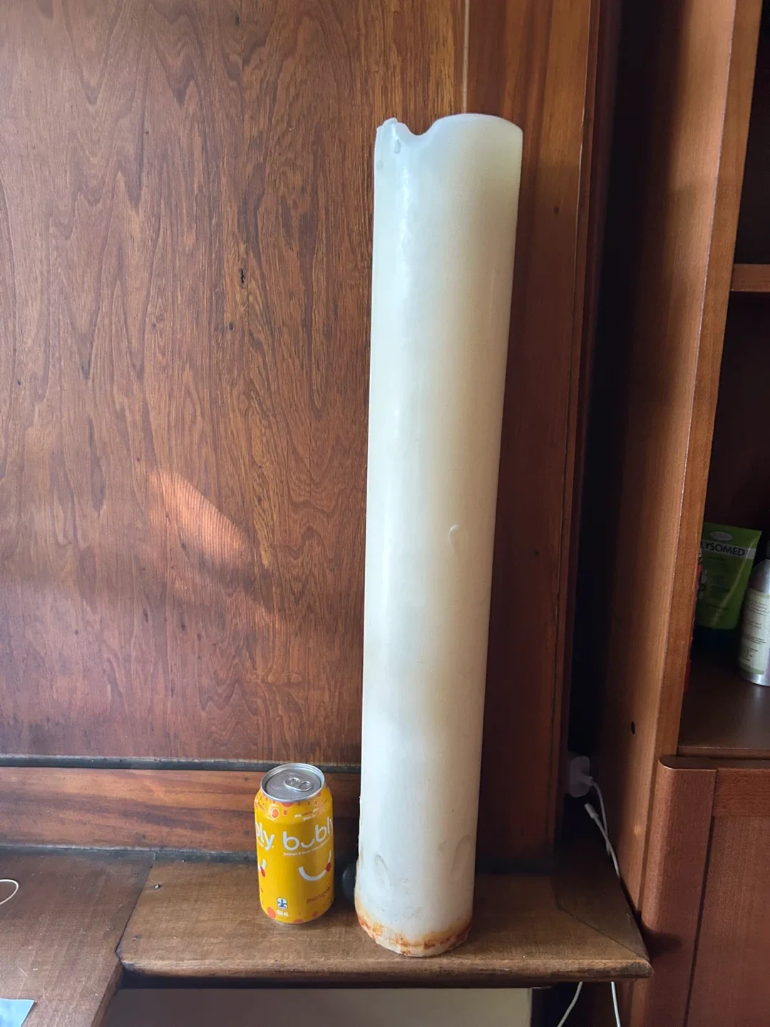 $5  Halloween candle pillar tall 24 inch x 4 wide white thumbnail