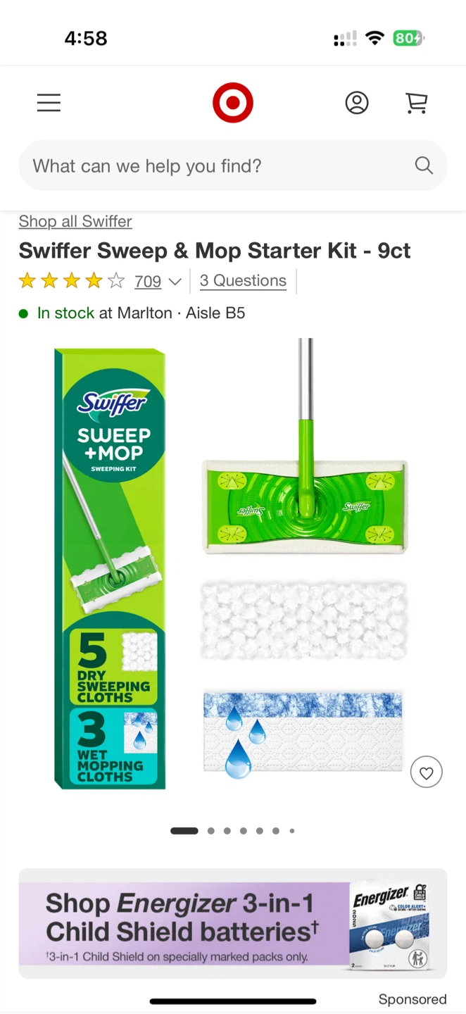 Swiffer Sweeper 2-in-1 Dry + Wet Floor Mopping and Sweeping Kit