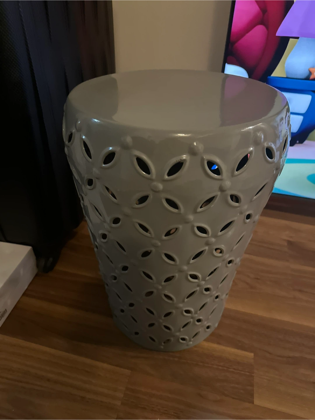 Grey Ceramic Garden Stool ….. moving sale…..