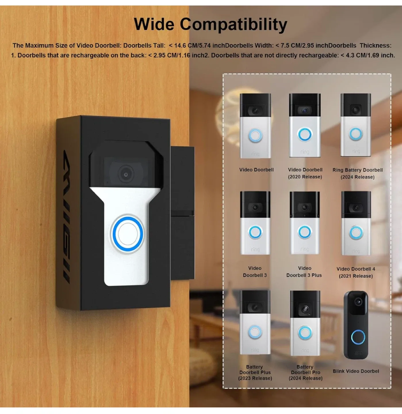 🥕 Anti-Theft Video Doorbell Mount Compatible with Ring/Blink image indicator(3)