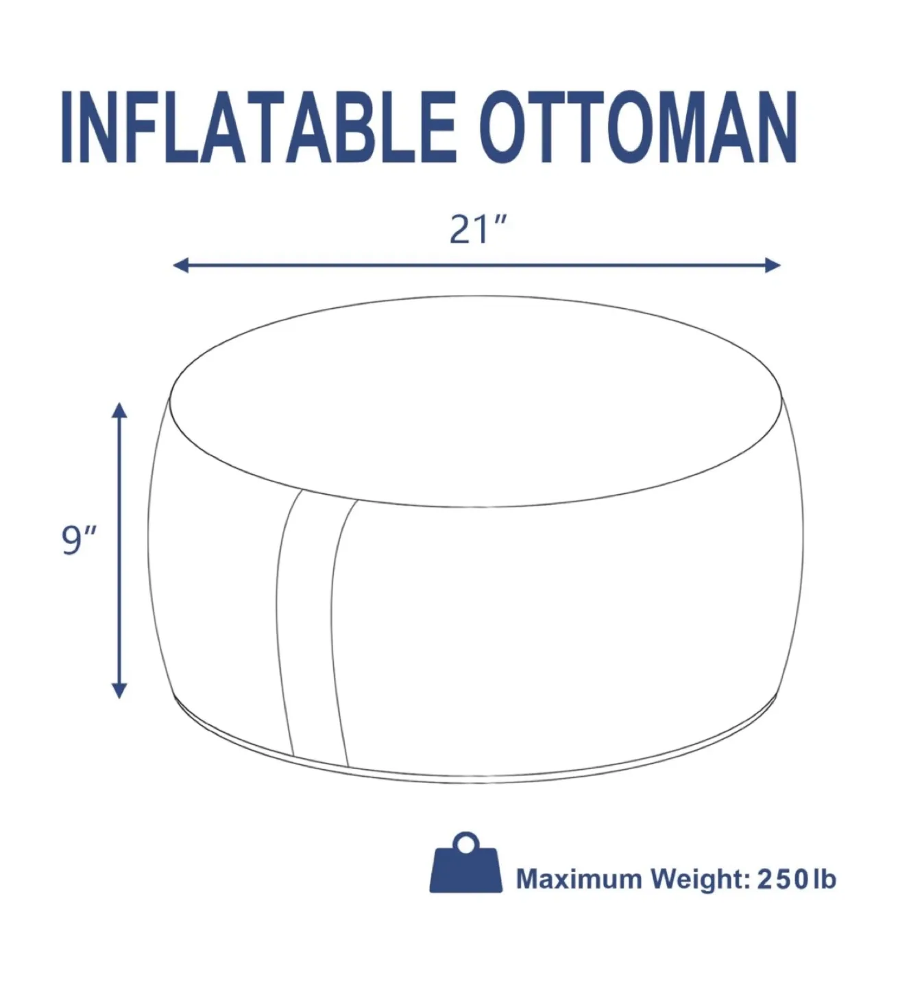 🥕 New Inflatable Ottoman - Blue and White - 21"x9” image indicator(3)
