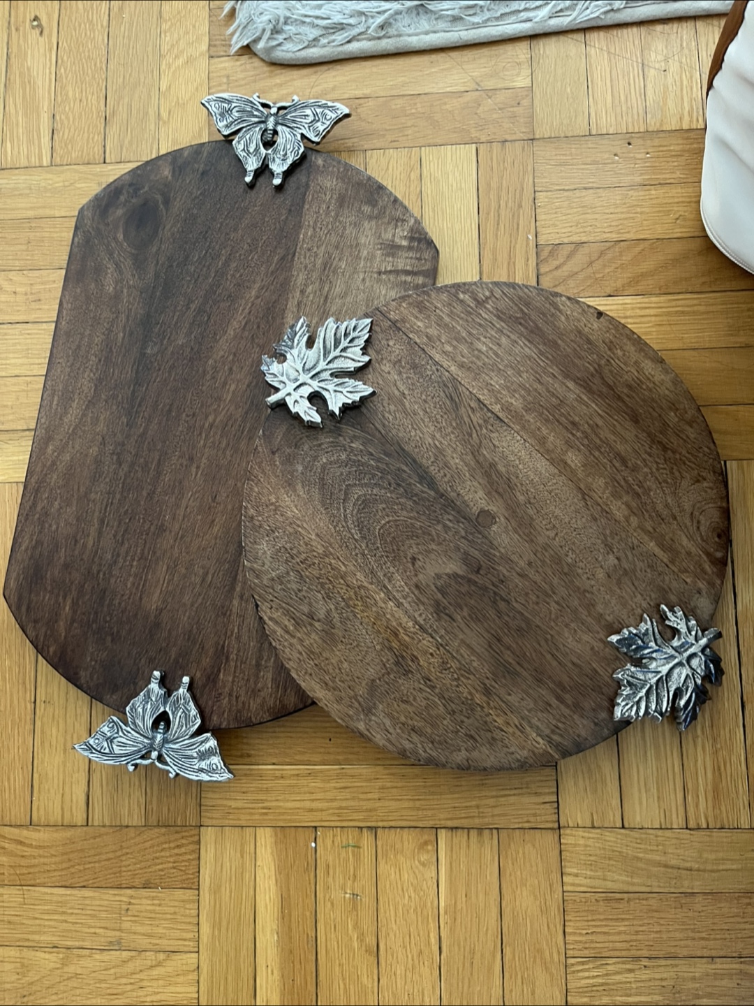 Wooden Decorative Trays with Metal Handles
