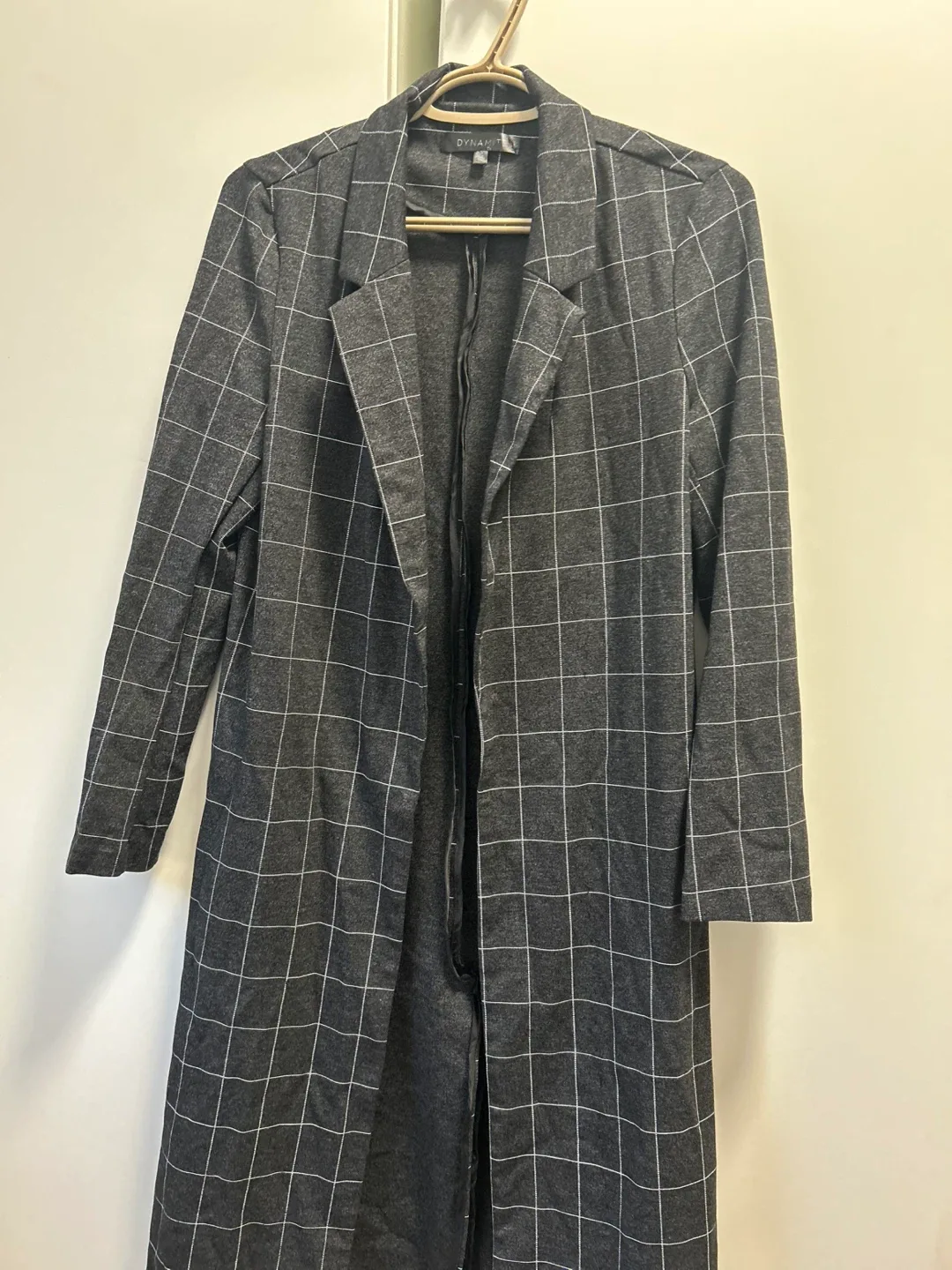 Dynamite Grey Plaid Long Blazer thumbnail