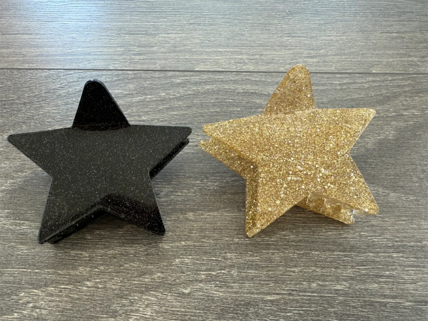 Star Hair Clips - Black and Gold Glitter thumbnail