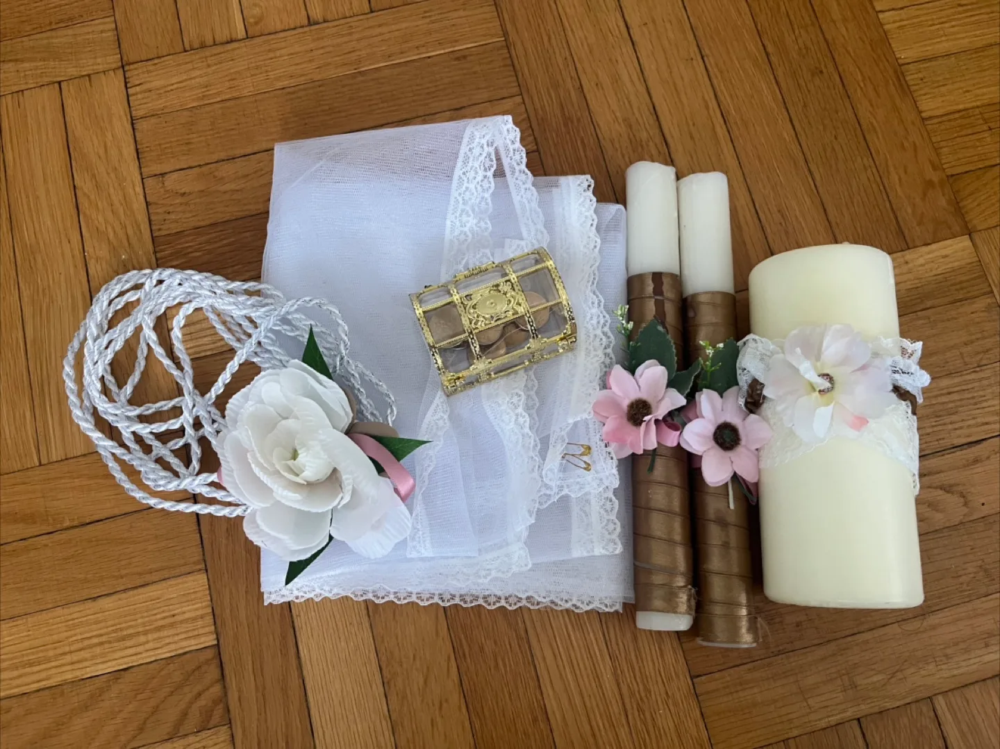 Wedding Ceremony Set - Candles, coin, veil, cordrd thumbnail