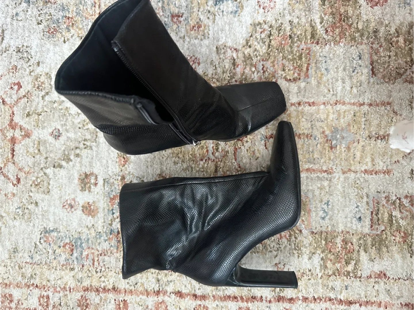 Zara Black Heeled Boots Size 39 thumbnail