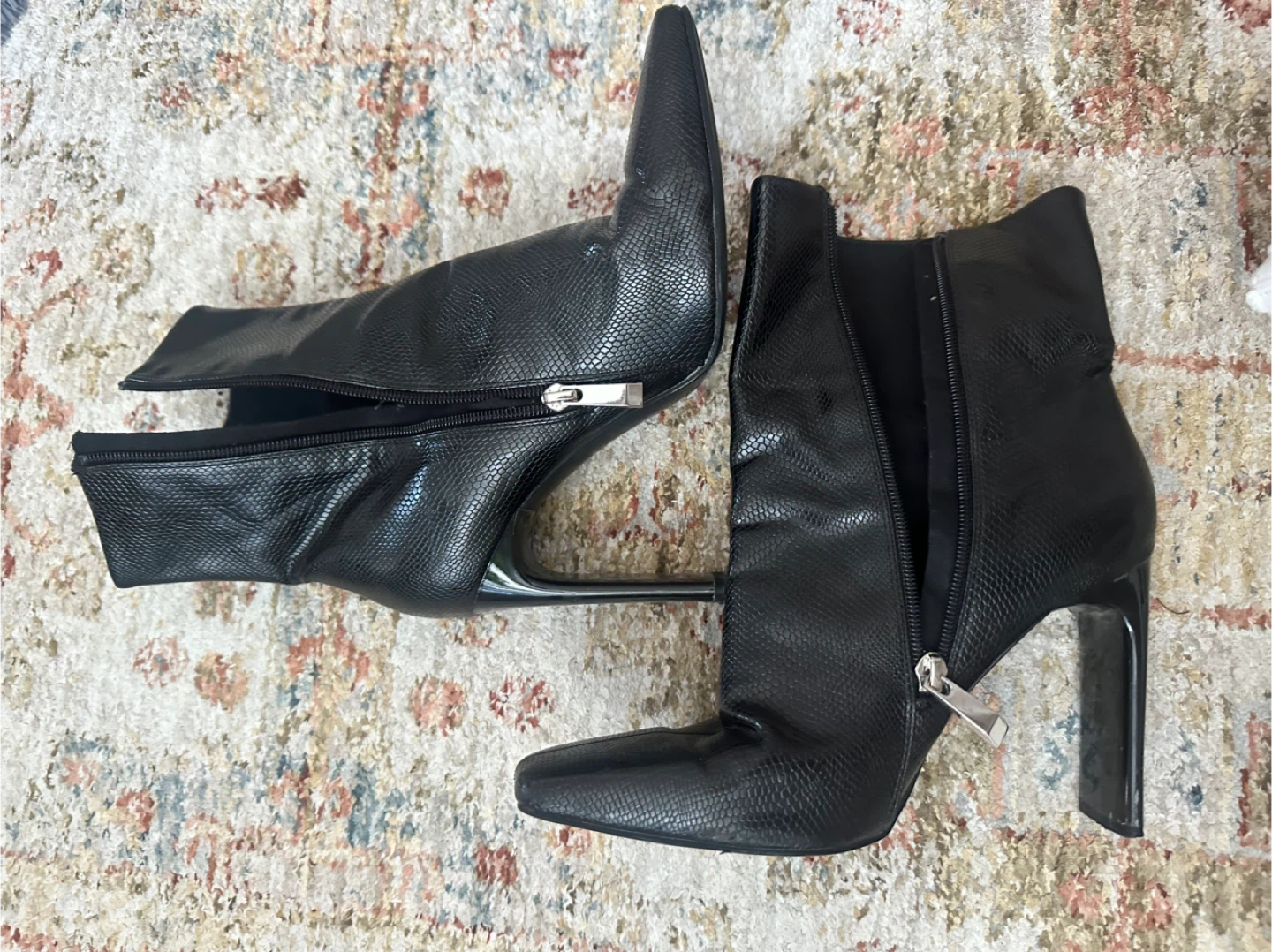 Zara Black Heeled Boots Size 39 - photo 2