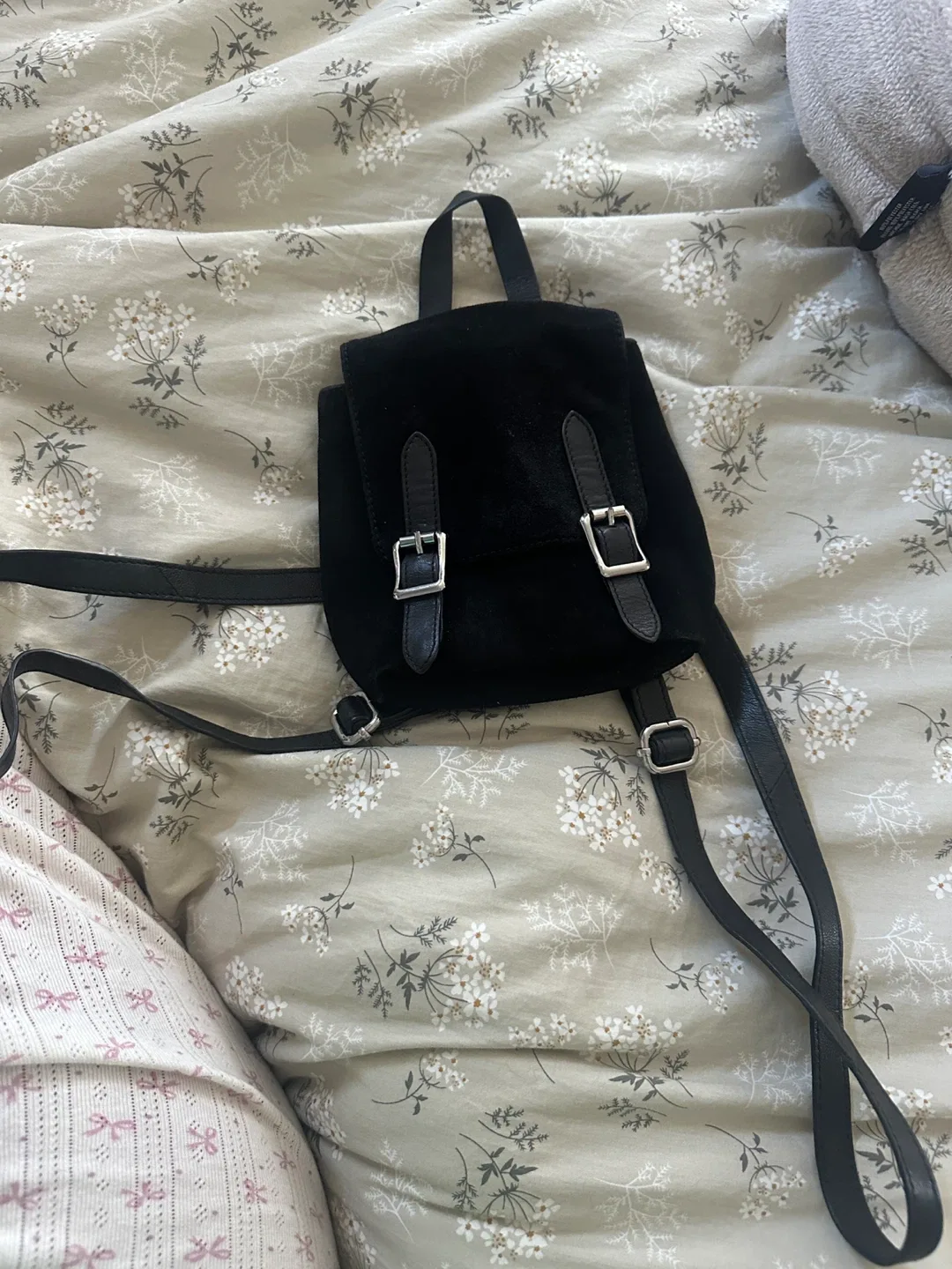 Black suede Mini Backpack thumbnail
