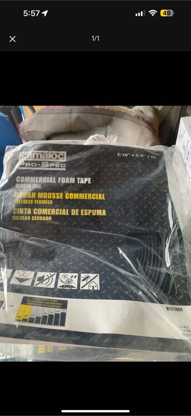 Climaloc Pro-Spec Commercial Foam Tape 3/16" x 3/8" x 50' thumbnail