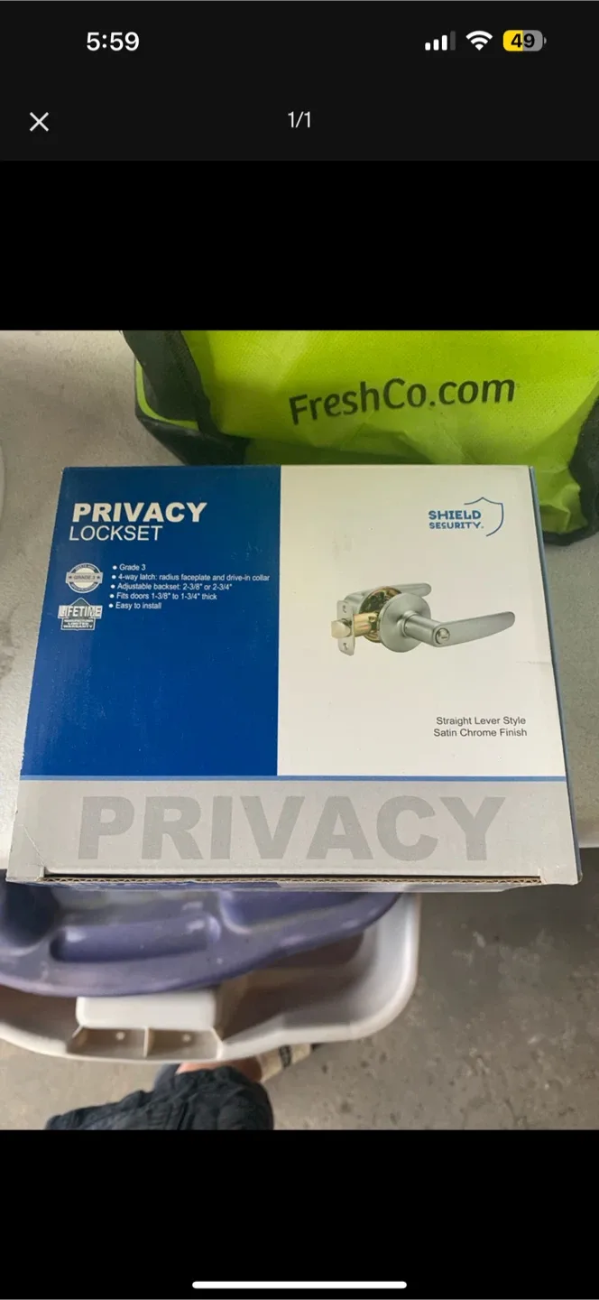 Shield Security Privacy Lockset - Satin Chrome Finish thumbnail