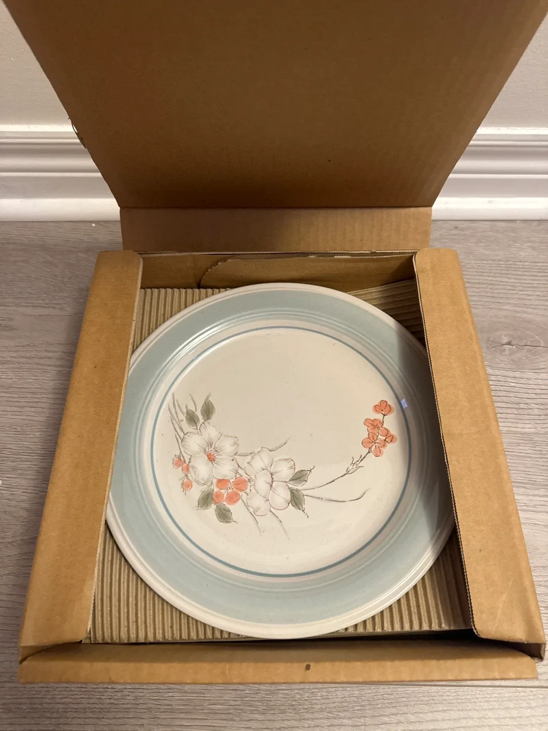 Vintage 1970 Japanese Floral Salad Plate Set thumbnail