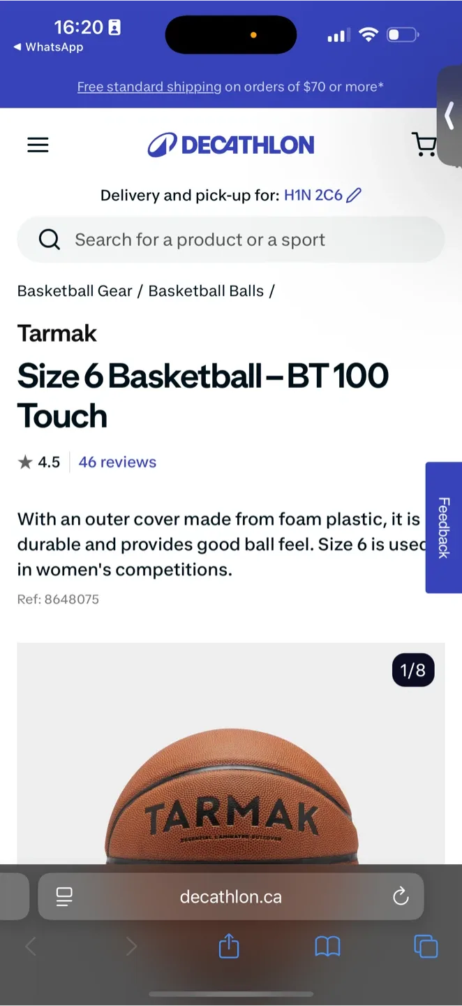Tarmak BT100 Basketball (Size 6) with Pump image indicator(7)