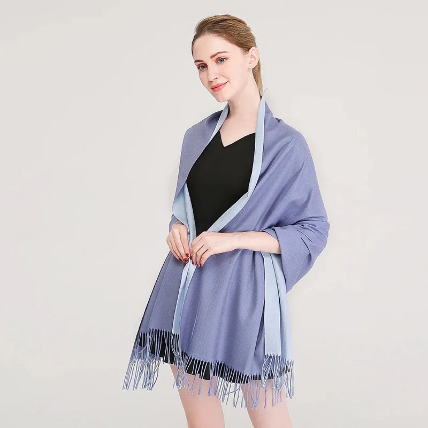 Reversible Blue & Light Blue Shawl/Scarf thumbnail