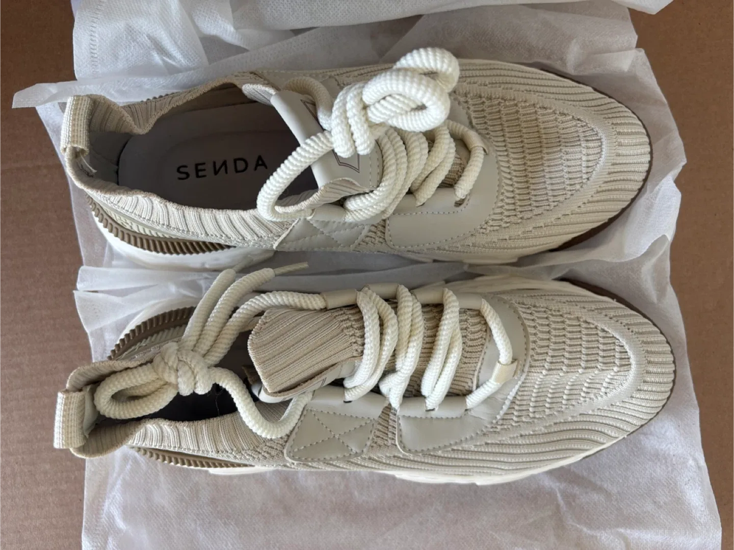 Senda Cream Knit Sneakers - Size 8 thumbnail