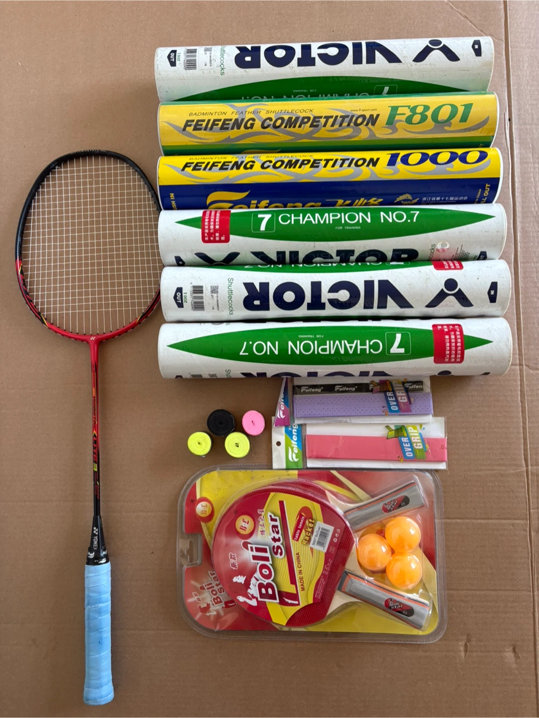 Badminton & Ping Pong Set: Yonex, Victor, Feifeng