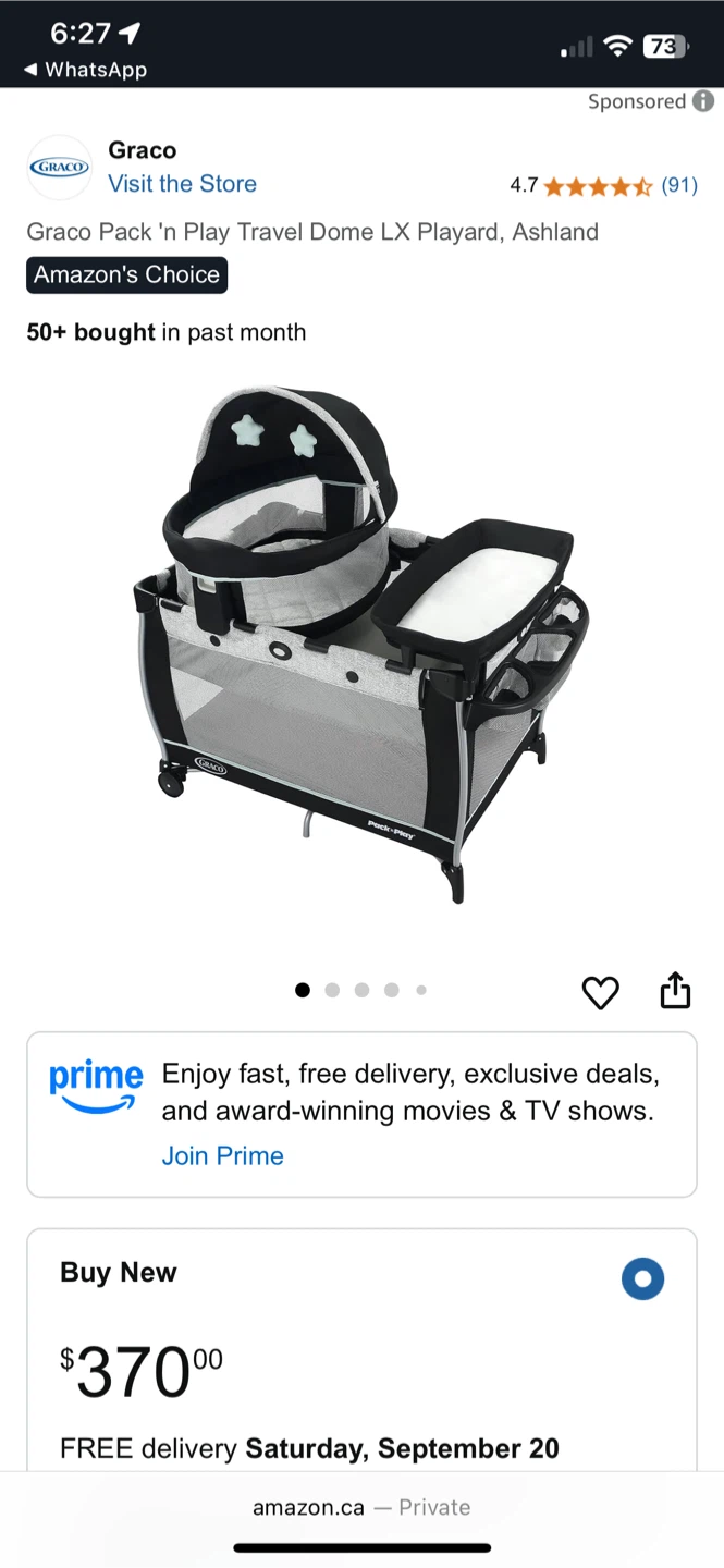 Graco Pack 'n Play Travel Dome + Blackout Cover