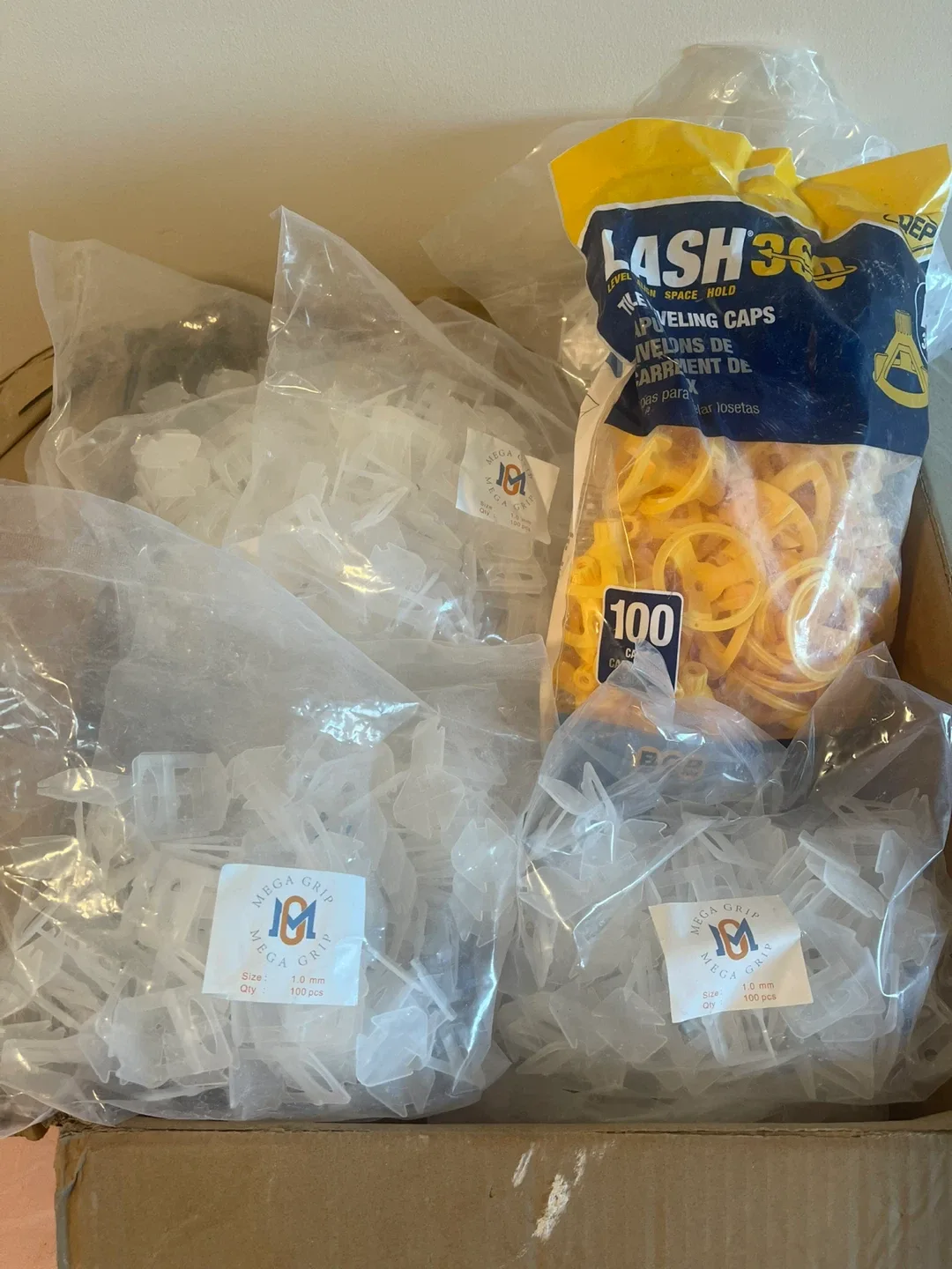Tile Leveling Caps Lot - QEP LASH 360 + Mega Grip 1300 Piec thumbnail